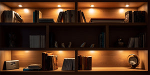 Under cabinet LED puck Lights for bookshelf accent lighting