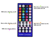 RGBW RGBWW Under Cabinet LED Lighting Kit, Linkable Puck Light, RGB & Warm White, Wireless Remote Control Dimmer, 120V to 12V Wall Plug, 4 Lights
